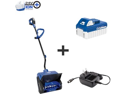 Snow Joe 24V-SS13 24-Volt iON+ Cordless Snow Shovel Kit | 13-Inch | W/ 4.0-Ah Battery and Charger - Blue & Black