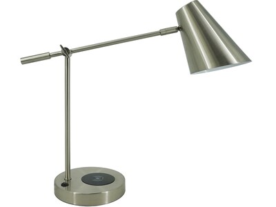 AdessoCharge LED Desk Lamp, 13.75, Brushed Steel (SL3702-22)