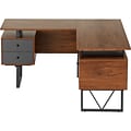 Techni Mobili 59 L-Shaped Desk with Drawers and File Cabinet, Walnut/Black (RTA-4809DL-WAL)