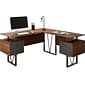 Techni Mobili 59" L-Shaped Desk with Drawers and File Cabinet, Walnut/Black (RTA-4809DL-WAL)