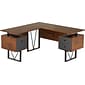 Techni Mobili 59" L-Shaped Desk with Drawers and File Cabinet, Walnut/Black (RTA-4809DL-WAL)