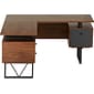 Techni Mobili 59" L-Shaped Desk with Drawers and File Cabinet, Walnut/Black (RTA-4809DL-WAL)