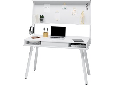 Techni Mobili 47" Computer Desk with Storage and Dry-Erase Whiteboard, White (RTA-4820D-WHT)
