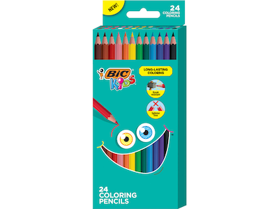 BIC Kids Colored Pencils, Assorted Colors, 24/Pack (BKCP24-AST)