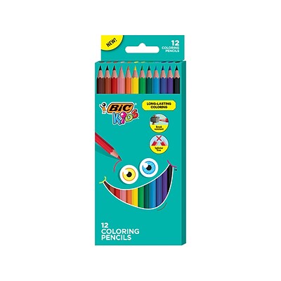 BIC Kids Colored Pencils, Assorted Colors, 12/Pack (BKCP12-AST)