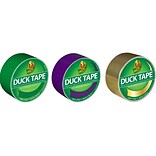 Duck Heavy Duty Duct Tapes, 1.88 x 20 Yds./1.88 x 10 Yds., Green/Purple/Gold, 3 Rolls/Pack (DUCKGP