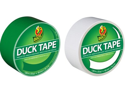 Duck Heavy Duty Duct Tapes, 1.88 x 20 Yds., Green/White, 2 Rolls/Pack (DUCKGW-STP)