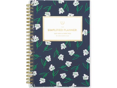 2021-2022 AT-A-GLANCE 5.5 x 8.5 Academic Planner, Simplified, Navy/White/Green (EL61-201A-22)