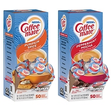 Coffee mate Creamer Seasonal Pack, Pumpkin, Peppermint Mocha, 50 Count/Pack, 4/Pack (700-00095)