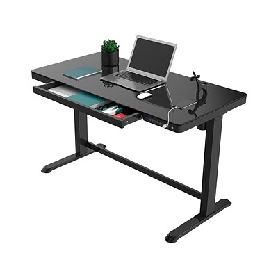 FlexiSpot 28-48 Glass Adjustable Desk, Black (EG8B-E)
