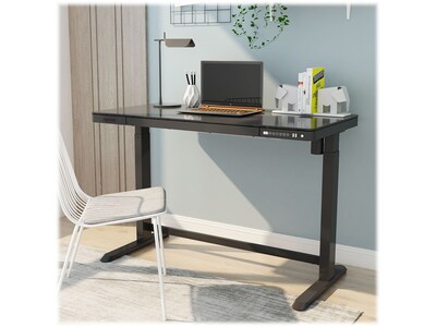 FlexiSpot 28"-48" Glass Adjustable Desk, Black (EG8B-E)