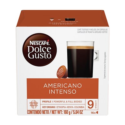 Nescafe Dolce Gusto Americano Intenso Dark Roast Coffee, 16 Capsules/Box (NES91355)