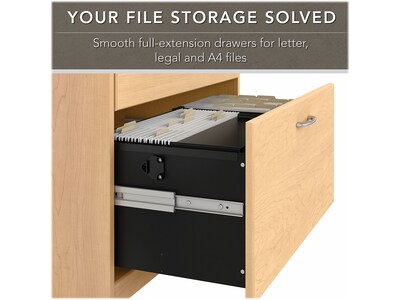 Bush Furniture Cabot 2-Drawer Lateral File Cabinet, Letter/Legal, Natural Maple, 31" (WC31680)
