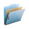 Smead 100% Recycled Pressboard Classification Folder, 1 Divider, 2 Expansion, Letter, Blue, 10/Box