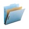 Smead 100% Recycled Pressboard Classification Folder, 1 Divider, 2 Expansion, Letter, Blue, 10/Box