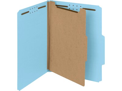 Smead 100% Recycled Pressboard Classification Folder, 1 Divider, 2 Expansion, Letter, Blue, 10/Box