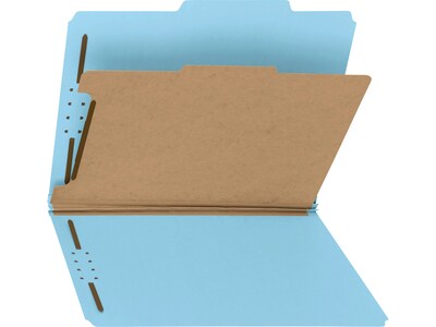 Smead 100% Recycled Pressboard Classification Folder, 1 Divider, 2" Expansion, Letter, Blue, 10/Box (13721)