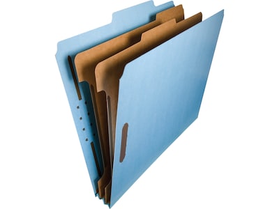 Smead 100% Recycled Pressboard Classification Folder, 2 Dividers, 2 Expansion, Letter, Blue 10/Box