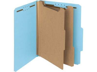Smead 100% Recycled Pressboard Classification Folder, 2 Dividers, 2 Expansion, Letter, Blue 10/Box