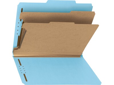 Smead 100% Recycled Pressboard Classification Folder, 2 Dividers, 2" Expansion, Letter, Blue (14021)