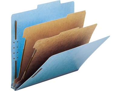 Smead 100% Recycled Pressboard Classification Folder, 2 Dividers, 2" Expansion, Letter, Blue 10/Box (14021)