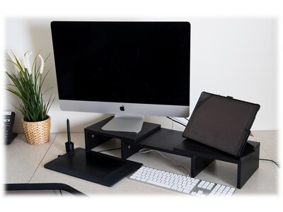 Mind Reader 2 Tier Adjustable Monitor Riser, Black (MDFMOND-BLK)