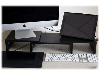Mind Reader 2 Tier Adjustable Monitor Riser, Black (MDFMOND-BLK)