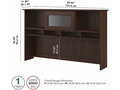 Bush Furniture Cabot 60"W Desktop Hutch, Modern Walnut (WC31031)