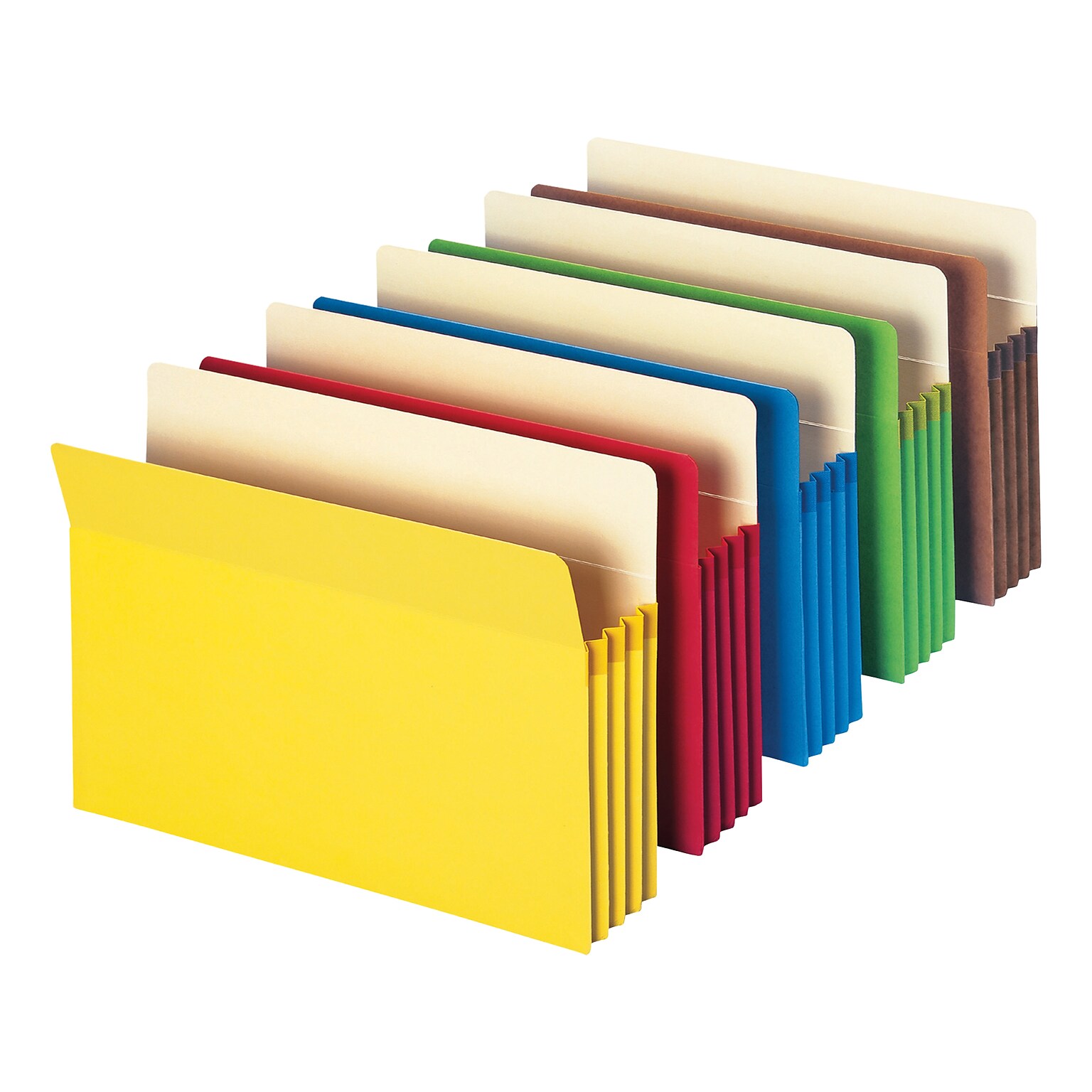 Smead Brights Reinforced File Pocket, 3 1/2 Expansion, Letter Size, Assorted Colors, 5/Pack (73892)