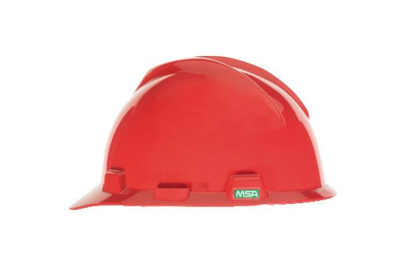 MSA Safety V-Gard Polyethylene Slotted Hard Hat, Staz-On, Red (463947)