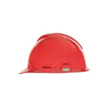 MSA Safety V-Gard Polyethylene Slotted Hard Hat, Staz-On, Red (463947)