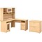 Bush Furniture Cabot 60 L-Shaped Desk with Hutch and Lateral File Cabinet, Natural Maple (CAB005AC)