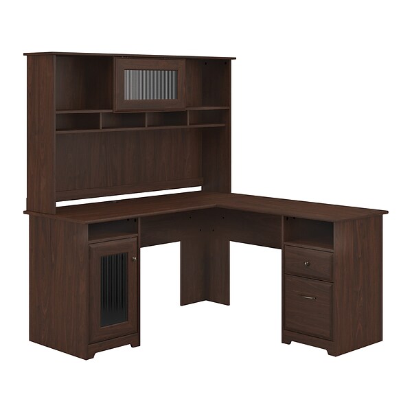 Bush Furniture Cabot 60 L-Shaped Computer Desk with Hutch, Modern Walnut (CAB001MW)