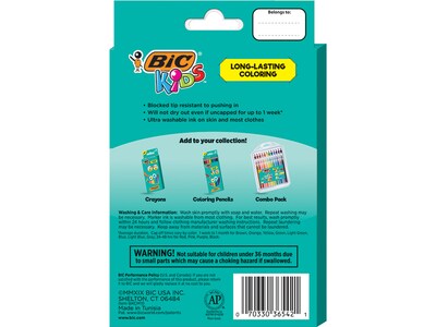 BIC Kids Ultra Washable Markers, Medium Point, Assorted Colors, 20/Pack (BKCM20-AST)