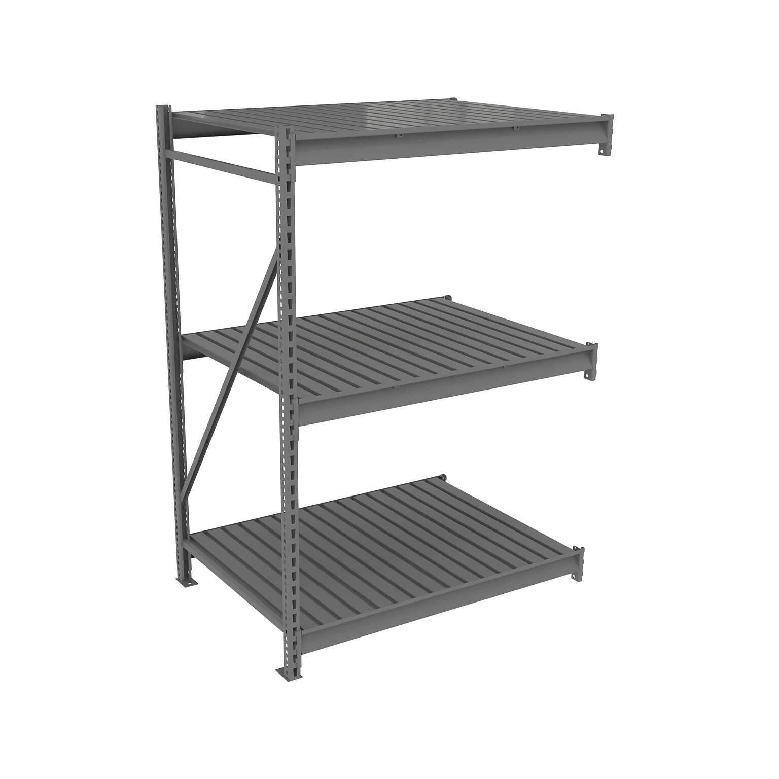 Tennsco Adder Unit 3-Shelf Steel Bulk Storage Rack, 48, Medium Gray (BU-483672CA-MGY)