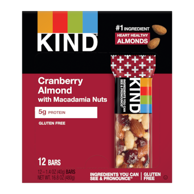 KIND PLUS Gluten Free Cranberry Almond Nutrition Bar, 1.4 oz., 12 Bars/Box (PHW17211)