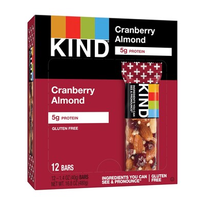 KIND PLUS Gluten Free Cranberry Almond Nutrition Bar, 1.4 oz., 12 Bars/Box (PHW17211)