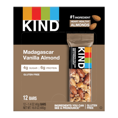 KIND Gluten Free Madagascar Vanilla Almond Nut Bar, 12 Bars/Box (PHW17850)