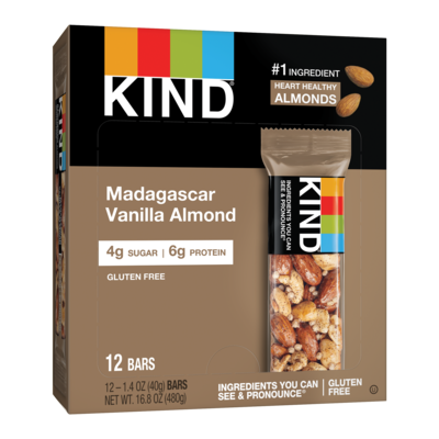 KIND Gluten Free Madagascar Vanilla Almond Nut Bar, 12 Bars/Box (PHW17850)