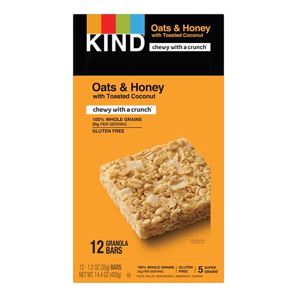 KIND Bar, Healthy Grains, Oats & Honey Toasted Coconut, 1.2 Oz., 12/Box (PHW18080)