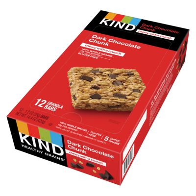 KIND Healthy Grains Gluten Free Dark Chocolate Chunk Nut Bar, 12 Bars/Box (PHW18082)