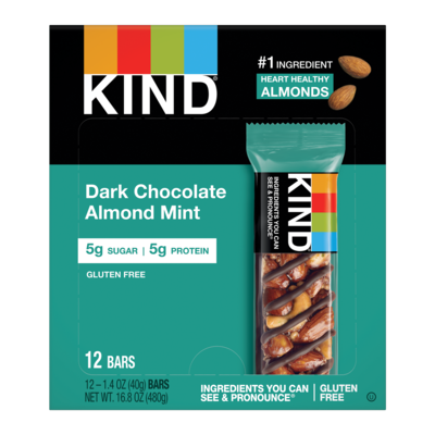 KIND Bar, Dark Chocolate Almond Mint, 1.4 Oz., 12/Box (PHW19988)