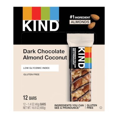 KIND Gluten Free Dark Chocolate & Coconut Nut Bar, 12 Bars/Box (PHW19987)