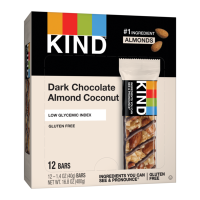 KIND Gluten Free Dark Chocolate & Coconut Nut Bar, 12 Bars/Box (PHW19987)