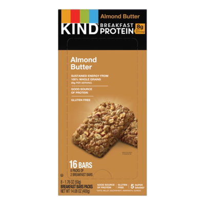 KIND Breakfast Protein Bar, Almond Butter, 1.76 Oz., 8/Box (PHW25953)