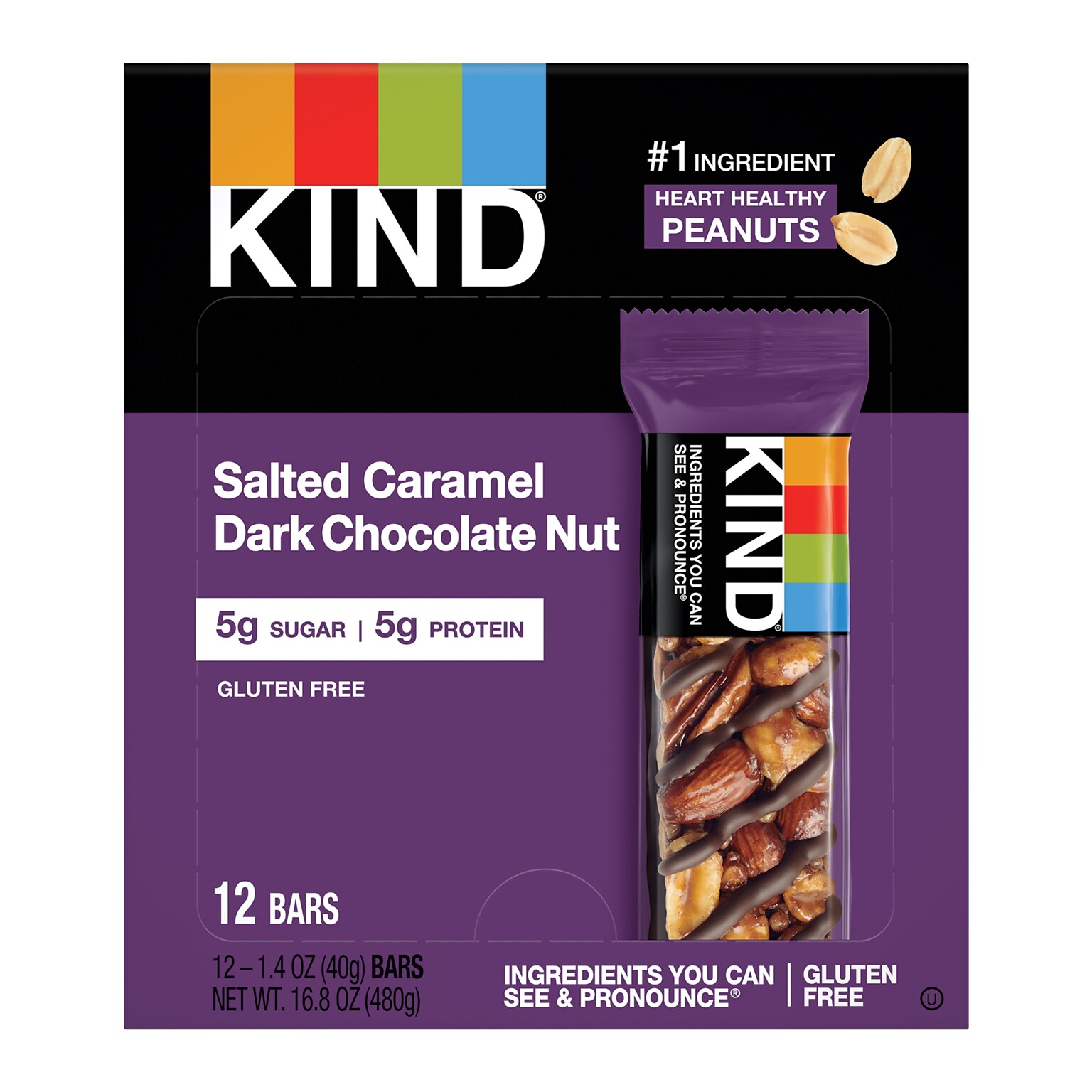 KIND Kind Gluten Free Salted Caramel & Dark Chocolate Nut Bar, 12 Bars/Box (PHW26961)