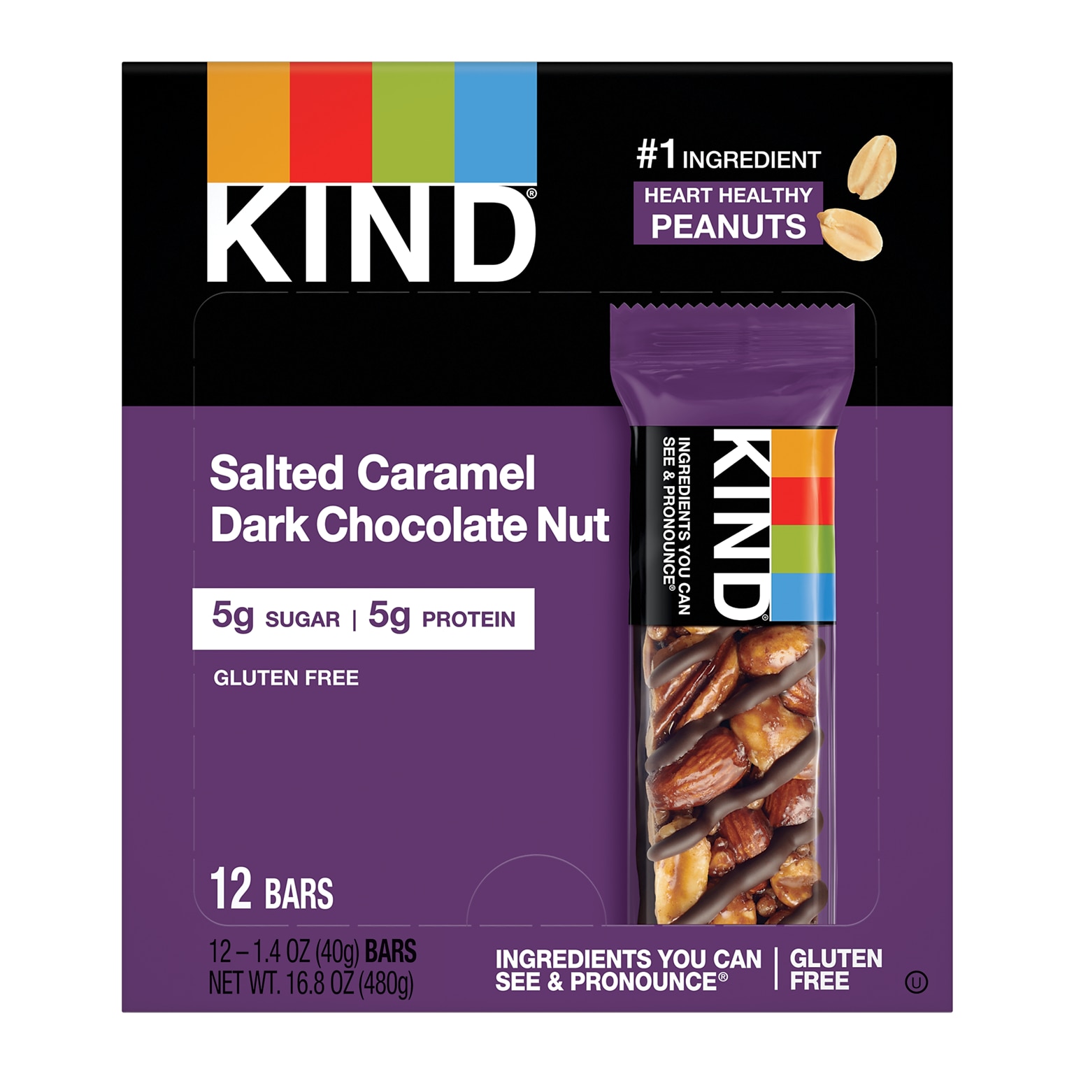 KIND Kind Gluten Free Salted Caramel & Dark Chocolate Nut Bar, 12 Bars/Box (PHW26961)