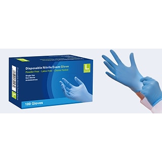 Powder Free Nitrile Exam Gloves, Large, 100/Box (NM3513)