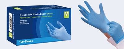 Powder Free Nitrile Exam Gloves, Medium, 100/Box (NM3512-X)
