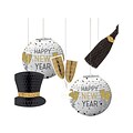 Amscan New Years Hanging Bouquet Kit, Black/Silver/Gold, 5/Set, 2/Pack (242490)